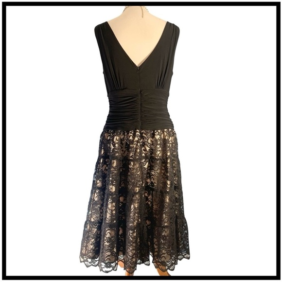 J.R. Nites byCarol Lin Fit & Flare Black Lace / Champagne Cocktail Dress [Sz 14] - Picture 12 of 13